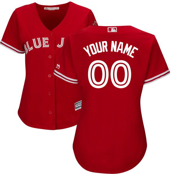 Women Toronto Blue Jays Majestic Red Scarlet 2017 Cool Base Replica Custom MLB Jersey